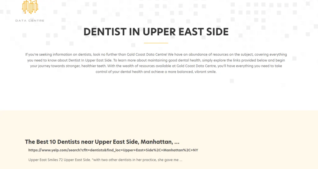 An example of a backlink for NYC dent