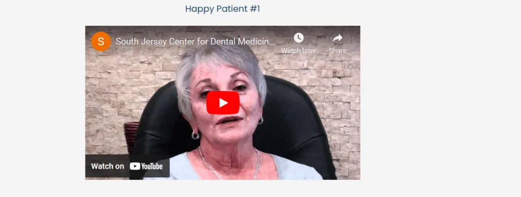 A video example of dental patients' testimonials and reviews