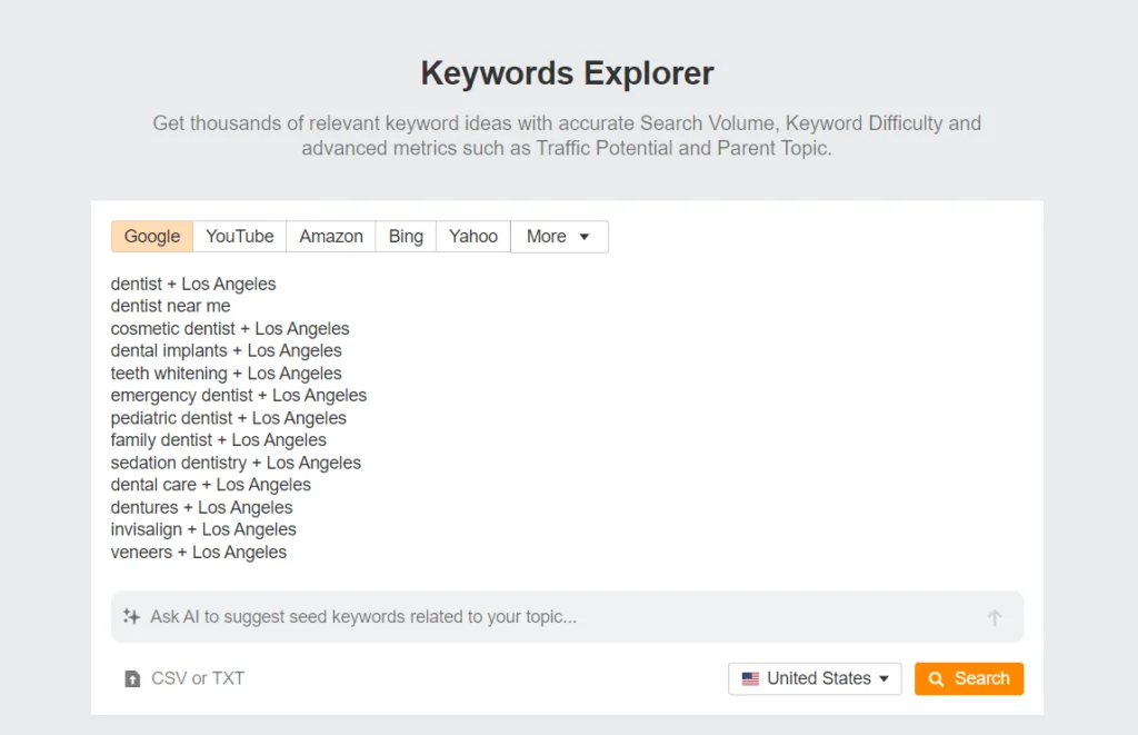 example of local and high-intent keyword research
