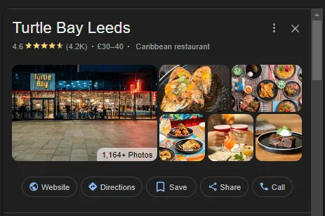 Turtle Bay Leeds GMB-Profil