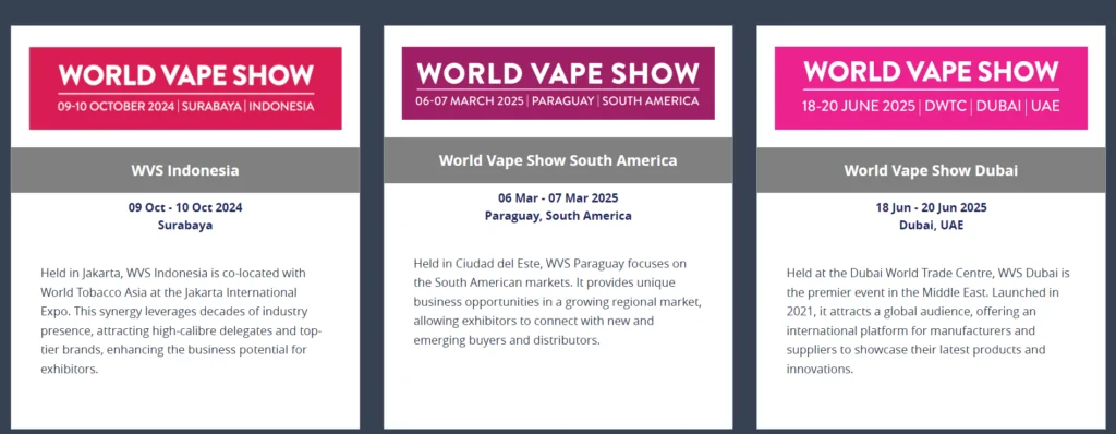 Word Vape Show events calendar