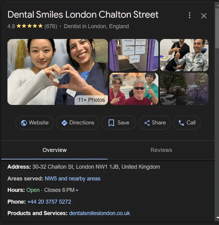 Google My Business Profile for dentists